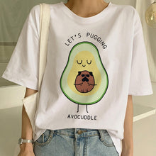 Load image into Gallery viewer, Cartoon Avocado Vegan Short Sleeve Cute T-shirt Womens Small Fresh Casual T Shirt Harajuku Ullzang Tshirt Fashion Top Tee Female