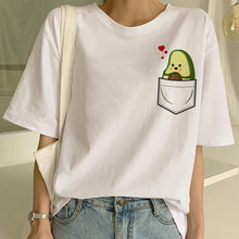 Load image into Gallery viewer, Cartoon Avocado Vegan Short Sleeve Cute T-shirt Womens Small Fresh Casual T Shirt Harajuku Ullzang Tshirt Fashion Top Tee Female