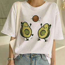 Load image into Gallery viewer, Cartoon Avocado Vegan Short Sleeve Cute T-shirt Womens Small Fresh Casual T Shirt Harajuku Ullzang Tshirt Fashion Top Tee Female