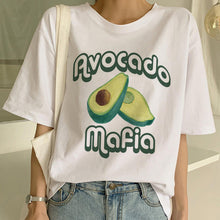 Load image into Gallery viewer, Cartoon Avocado Vegan Short Sleeve Cute T-shirt Womens Small Fresh Casual T Shirt Harajuku Ullzang Tshirt Fashion Top Tee Female