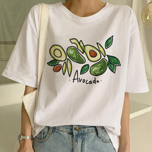 Load image into Gallery viewer, Cartoon Avocado Vegan Short Sleeve Cute T-shirt Womens Small Fresh Casual T Shirt Harajuku Ullzang Tshirt Fashion Top Tee Female