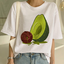 Load image into Gallery viewer, Cartoon Avocado Vegan Short Sleeve Cute T-shirt Womens Small Fresh Casual T Shirt Harajuku Ullzang Tshirt Fashion Top Tee Female